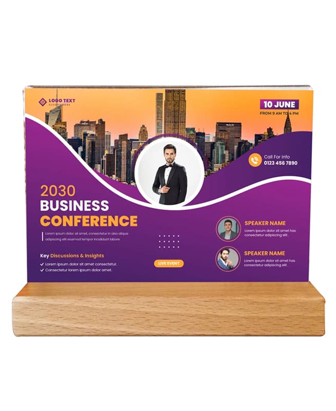 T-Shape Acrylic And Wooden Base Menu Display Stand