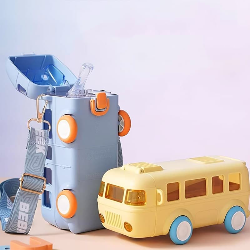 Portable Bus Water Bottle With Straw