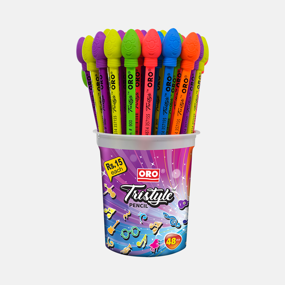 Tristyle 48 Pencils with Eraser Jar