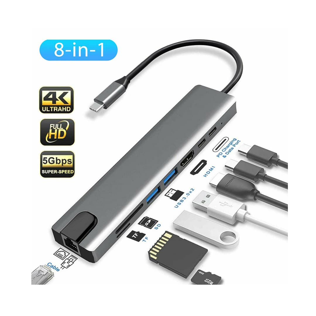 Multi-Port Type C To Usb C 4k Hdmi Adapter Usb 3.0 Netflix And Youtube Supported