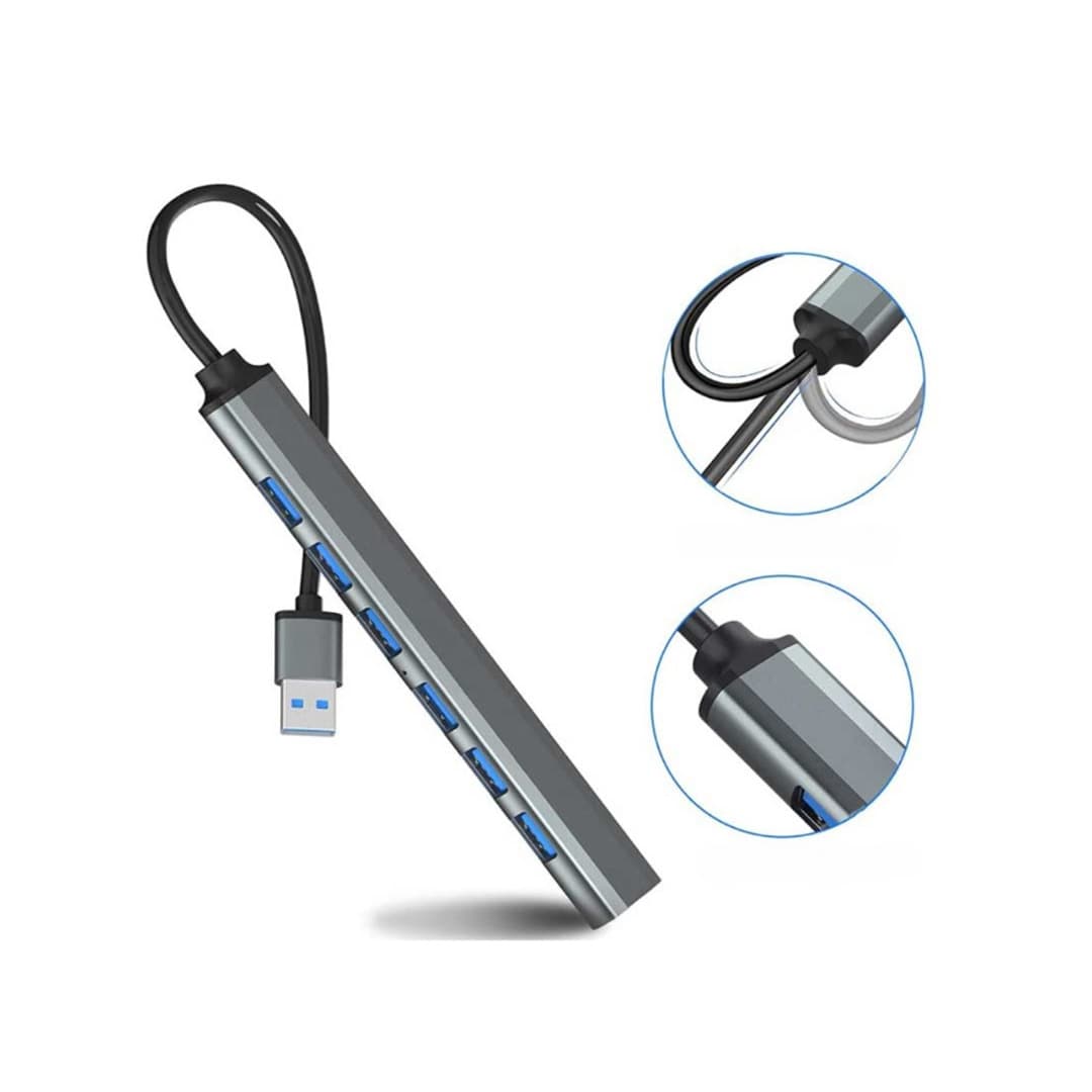 7 Port USB 3.0 Ultra Slim Portable Hub Aluminum Alloy