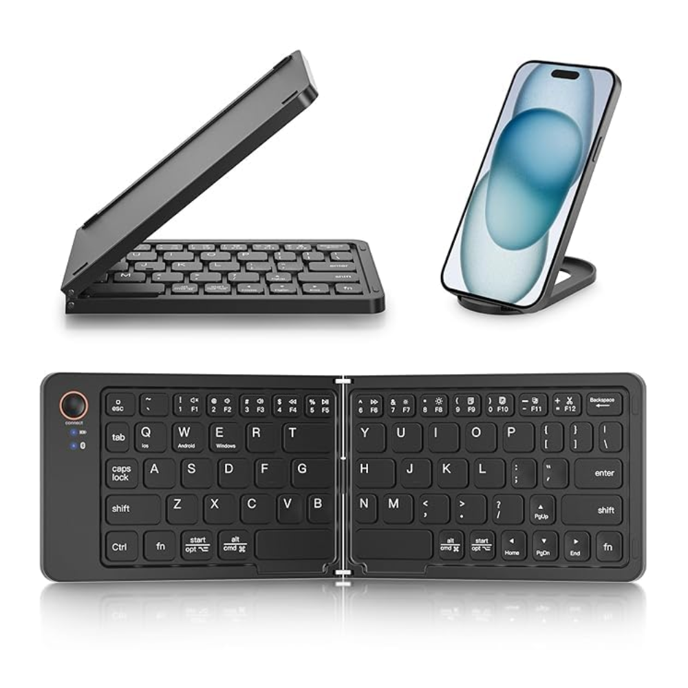 B023 11 Foldable Rechargeable Bluetooth Keyboard - Black