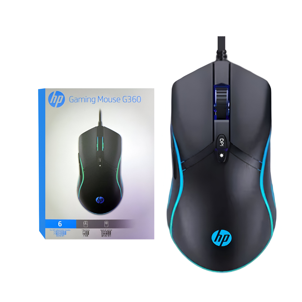 HP G360 RGB Wired Gaming Mouse - 6200 DPI, 6 Buttons