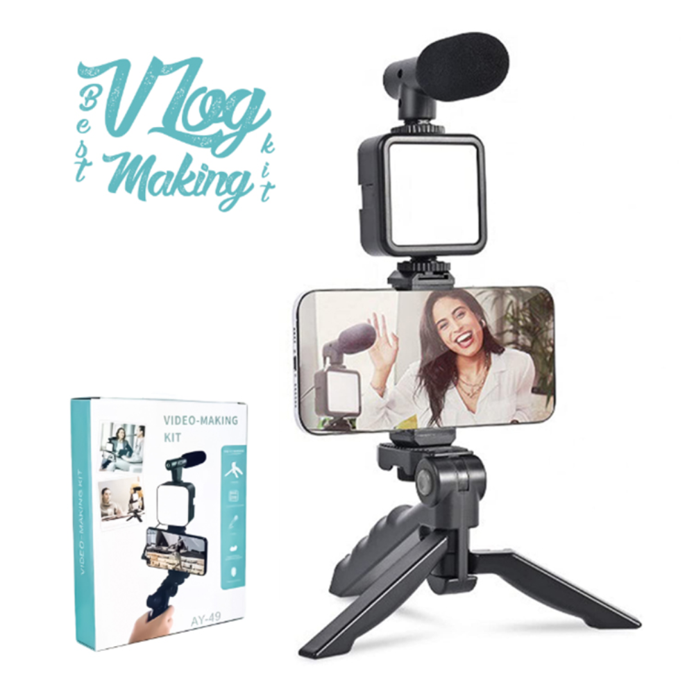 AY-49 Video Making Kit Vlogging Tripod Triple Band Light